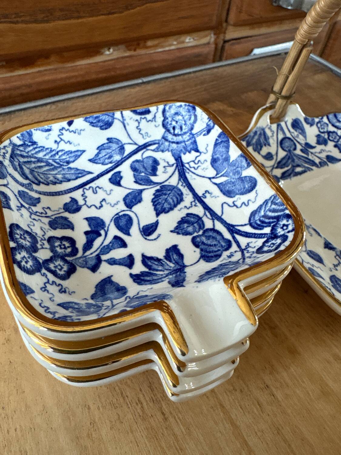 Serviteur 4 cendriers Waechtersbach Germany anse rotin