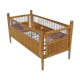 Children's bed with vintage system, oak and scoubidou