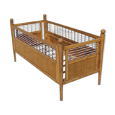 Lit enfant à système vintage, chêne et scoubidou