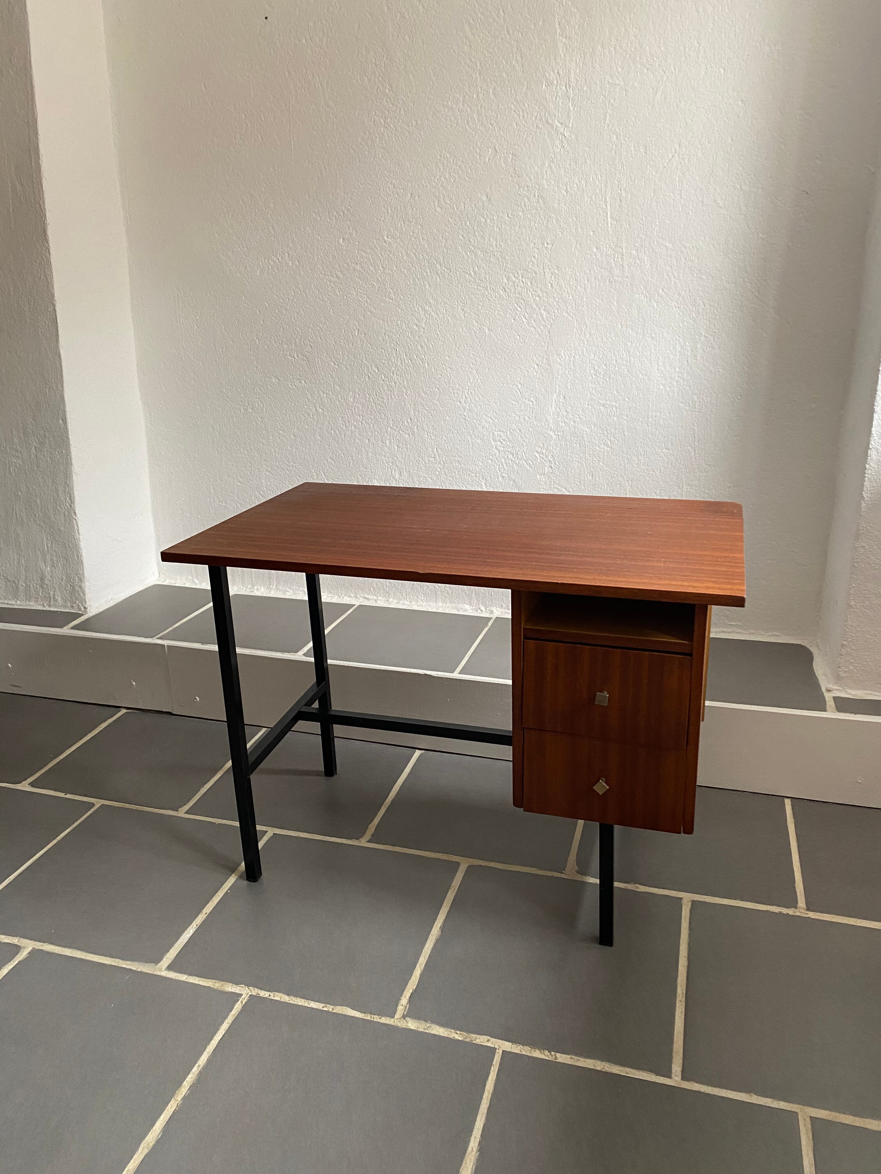 Vintage wood and metal desk 60s