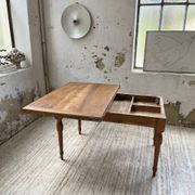 Table de ferme noyer plateau pivotable à allonges