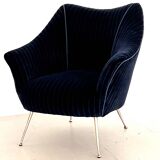 Italian Armchair with Brass Legs reupholstered in Magnificent Velvet