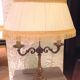 Empire style hot water bottle lamp with fabric lampshade / vintage 50-60s