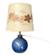 Lampe vintage en grès céramique bleu lavande - abat-jour fleurs séchées