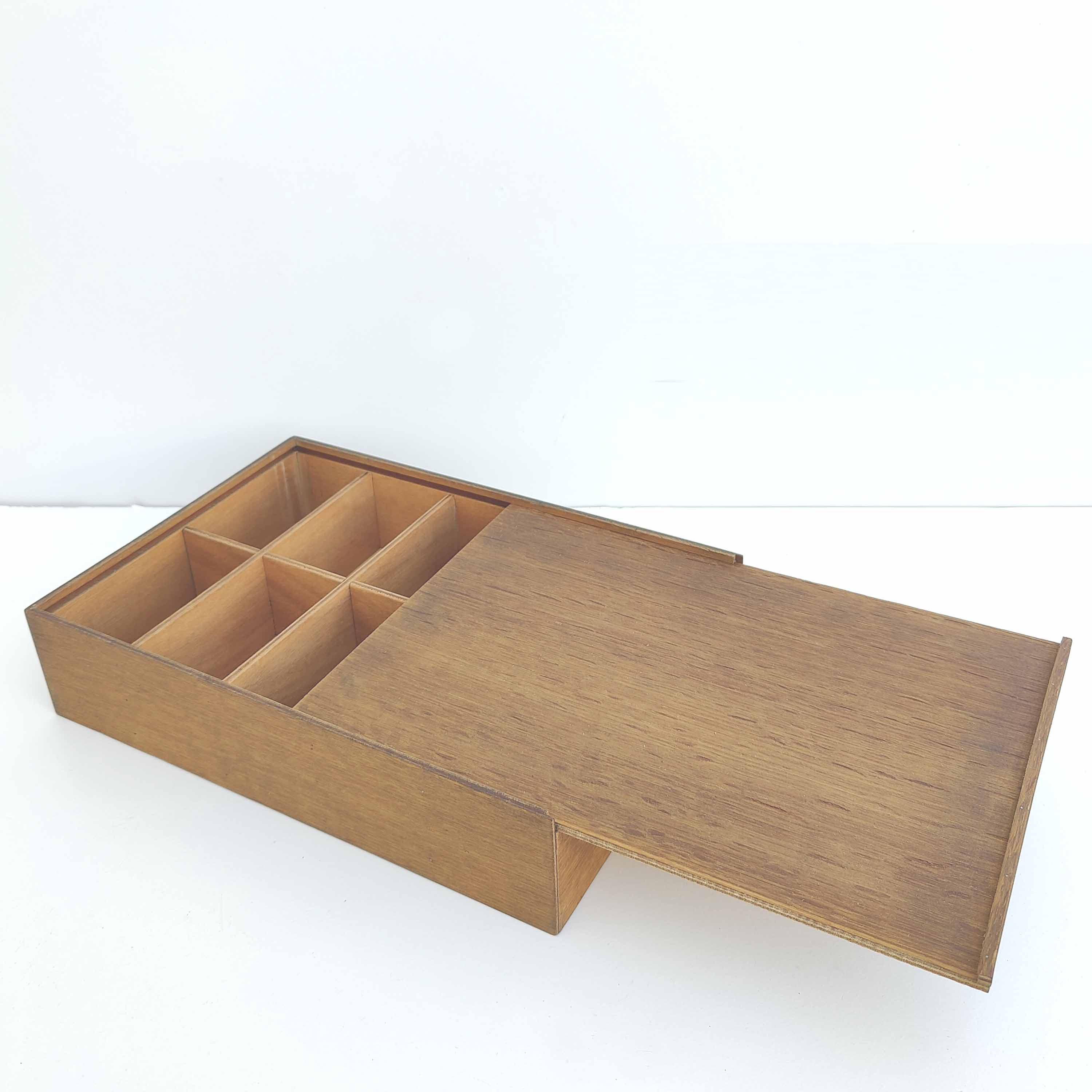 Wooden box locker with sliding lid compartment