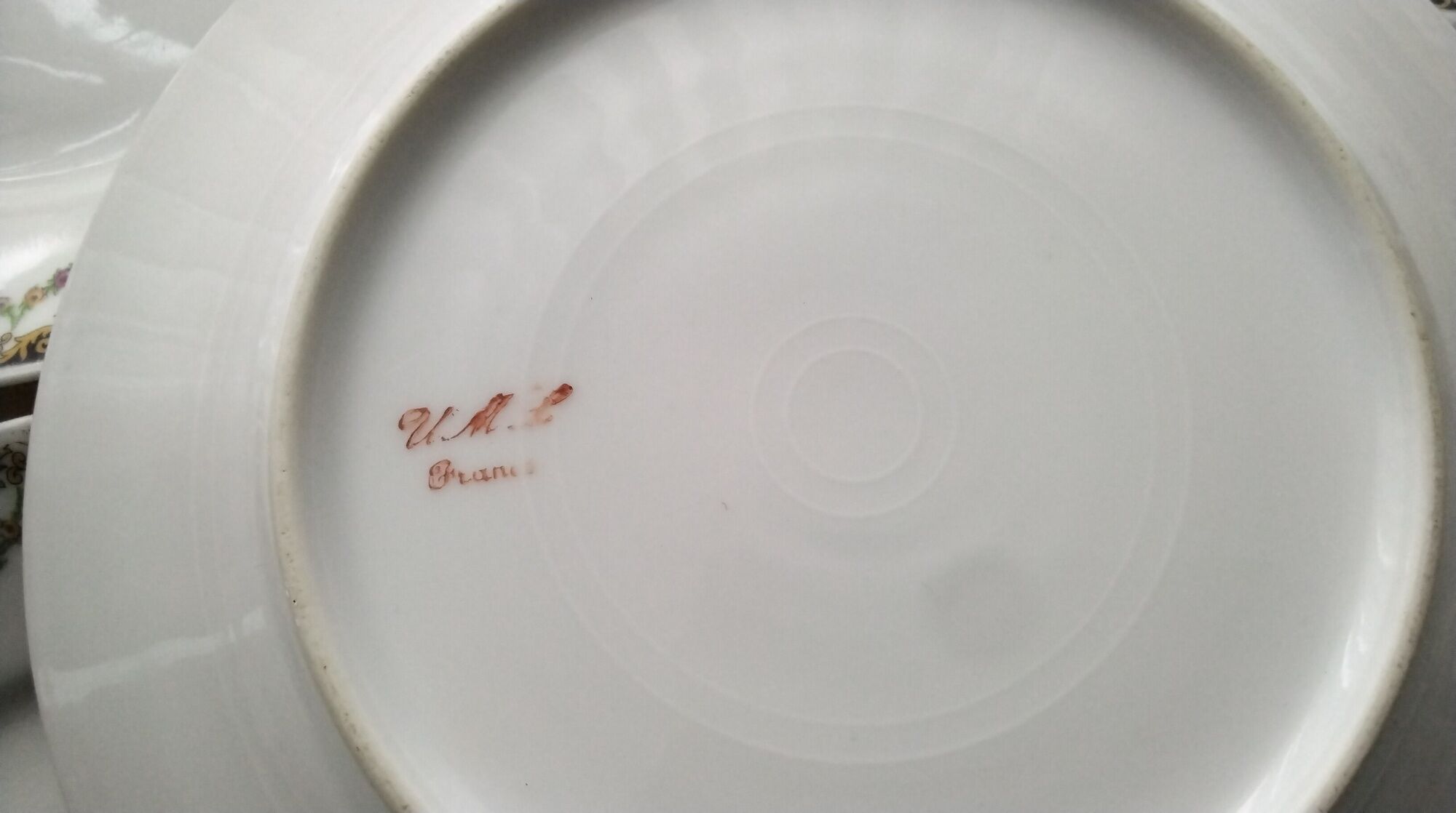 Set of 4 antique hollow plates in Limoges ULM porcelain