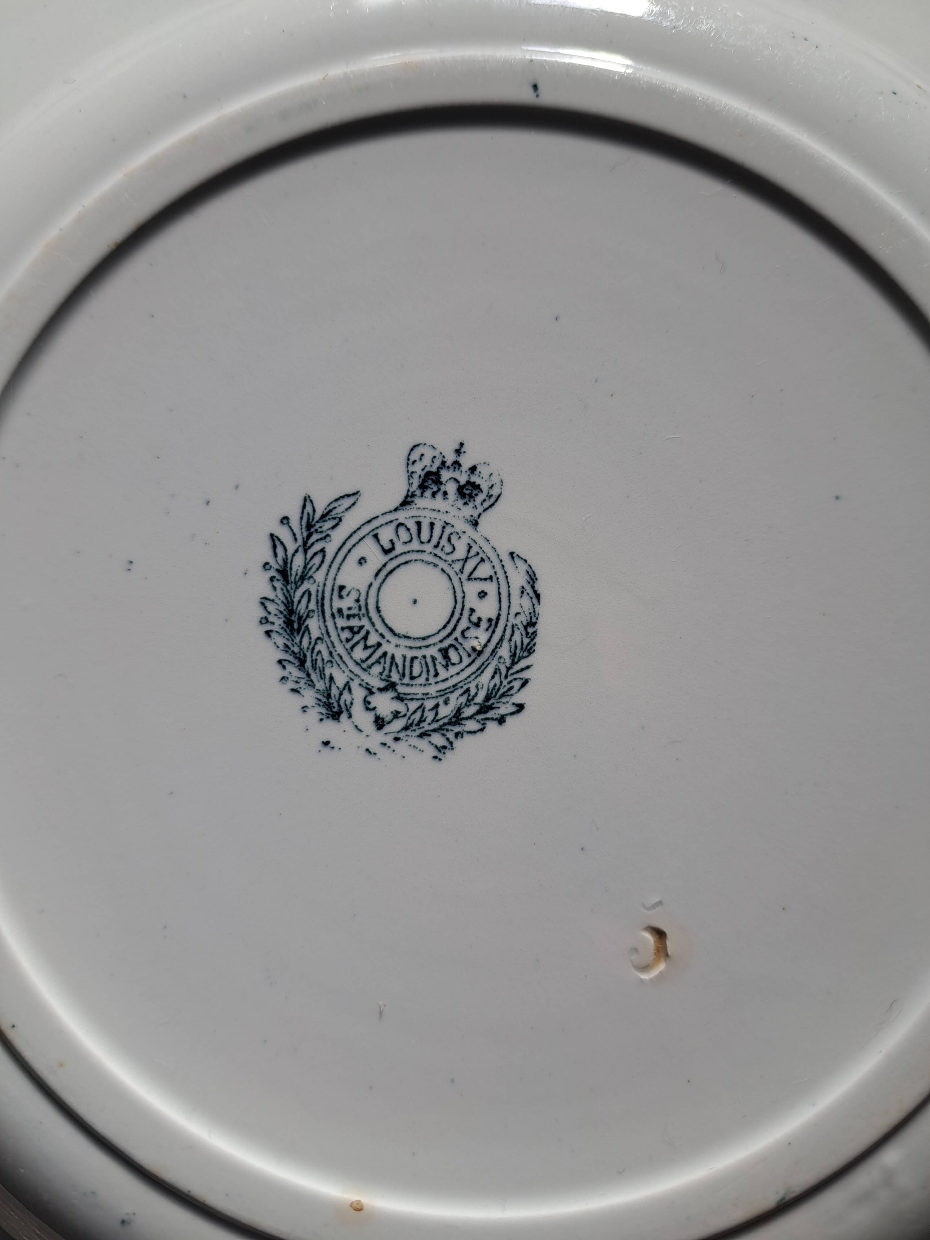 Ste Amandinoise Louis XV iron earth blue green dinner plates