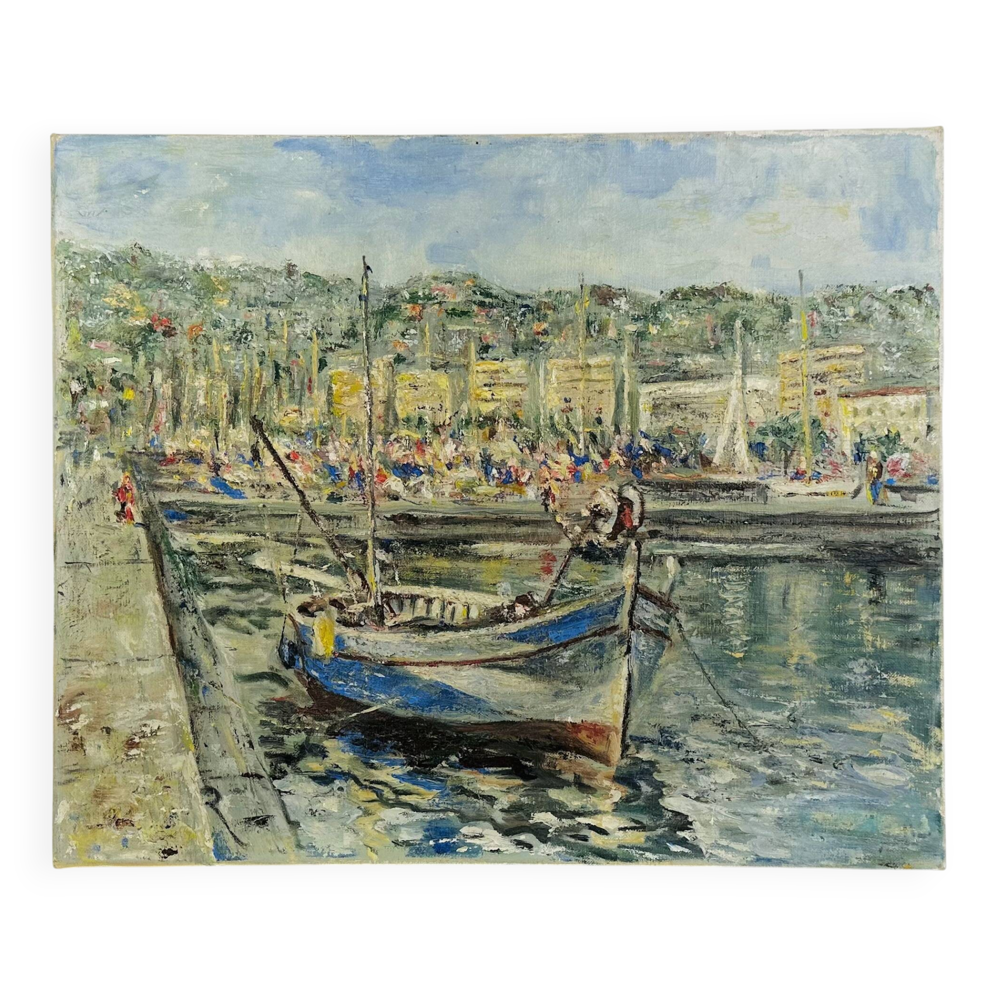 Oil on canvas "The port of Cannes"