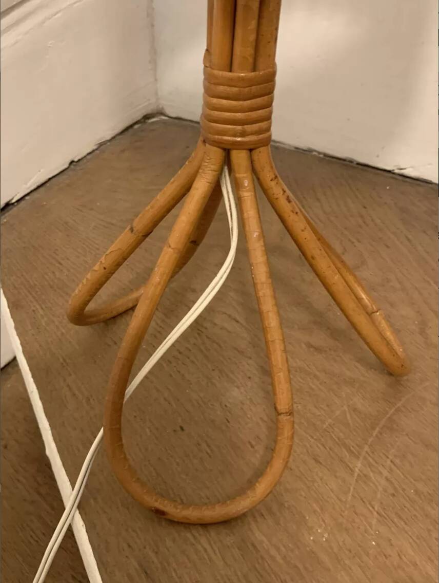 1950s tripod rattan lamp H47