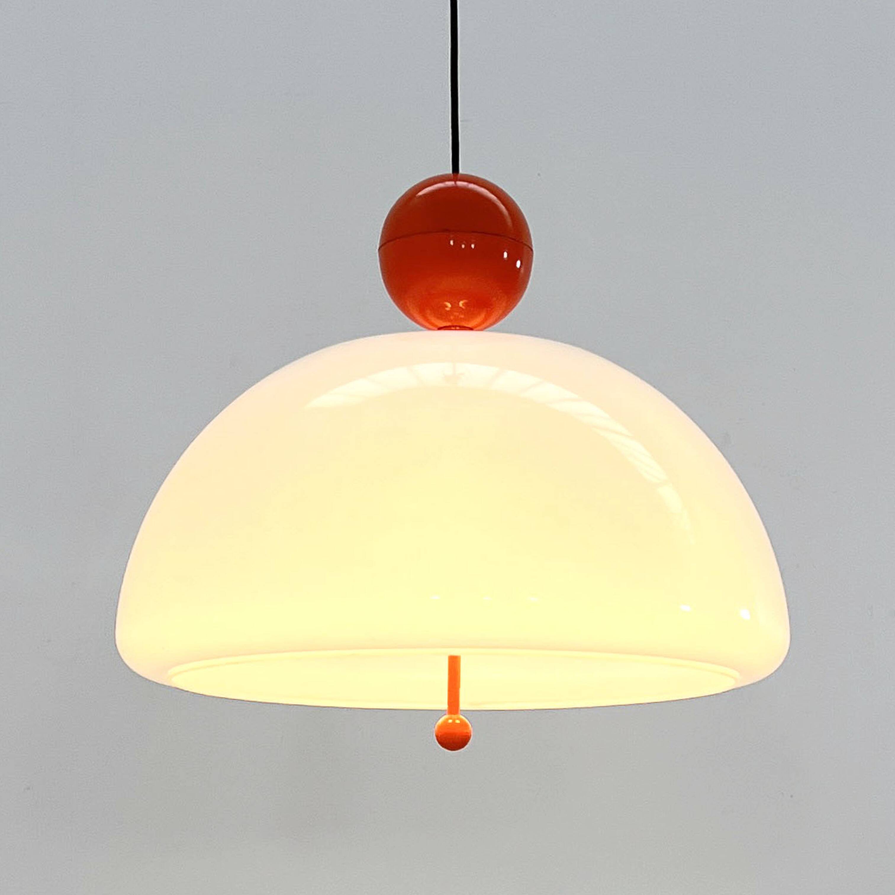 Suspension Saliscendi Orange by Elio Martinelli for Martinelli Luce, 1970