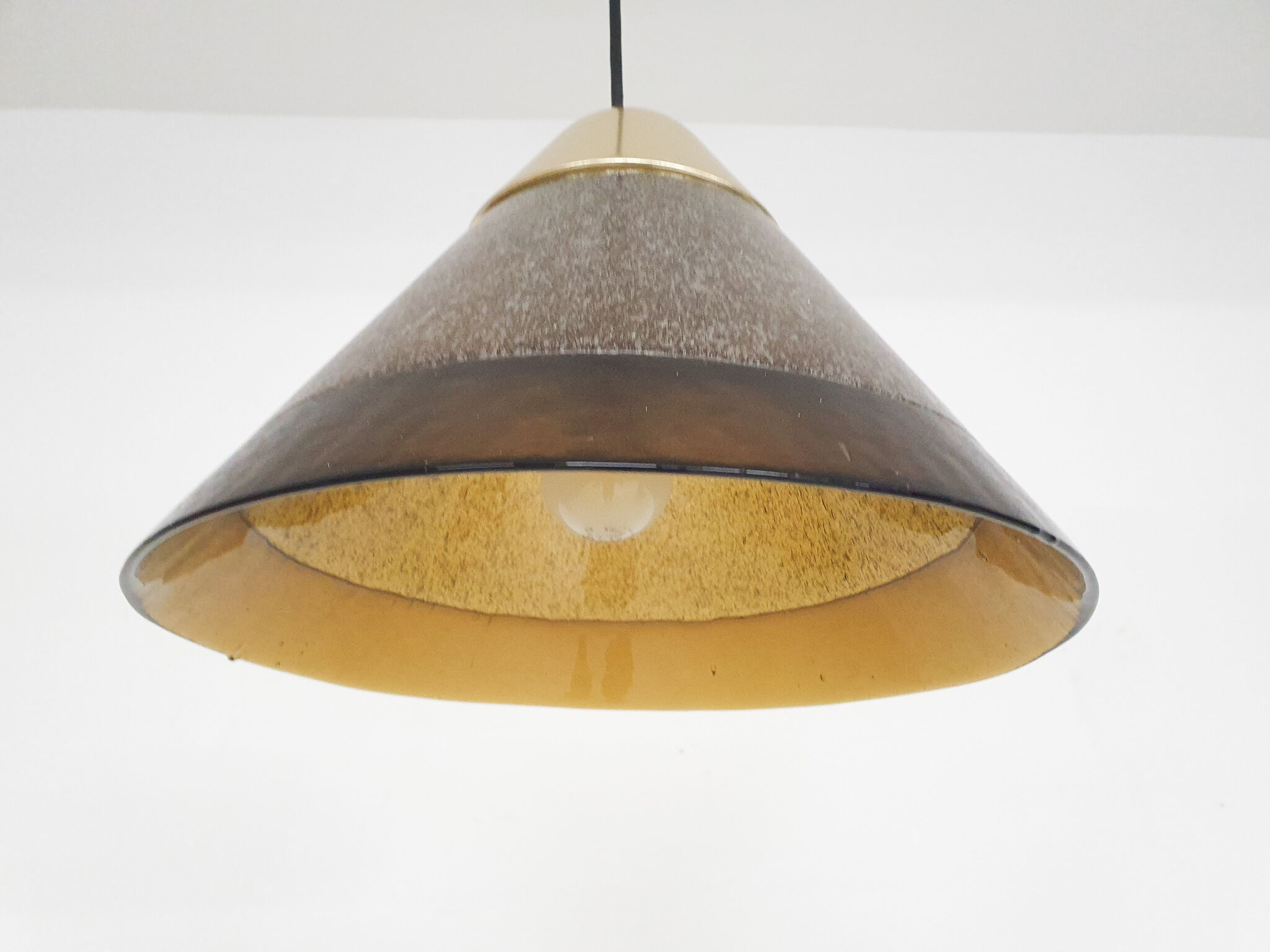 Brown bubble glass pendant light by Peill and Putzler, Germany 1960's