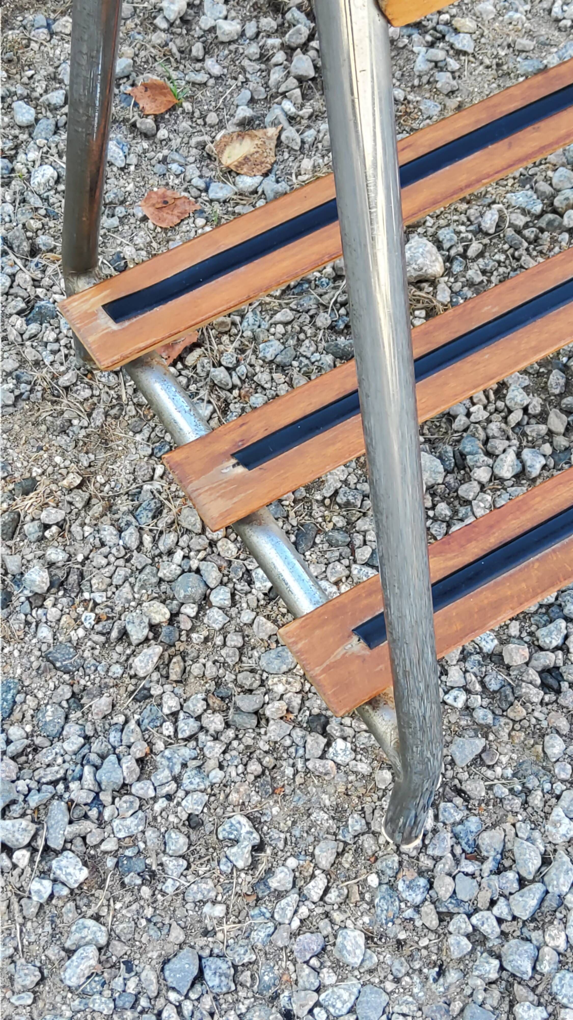 Vintage valet in wood, chrome metal and vinyl from the 60s