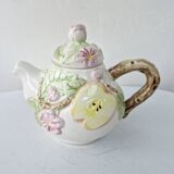 Vintage Ceramic Teapot Tisane Barbotine Apple Apple Tree