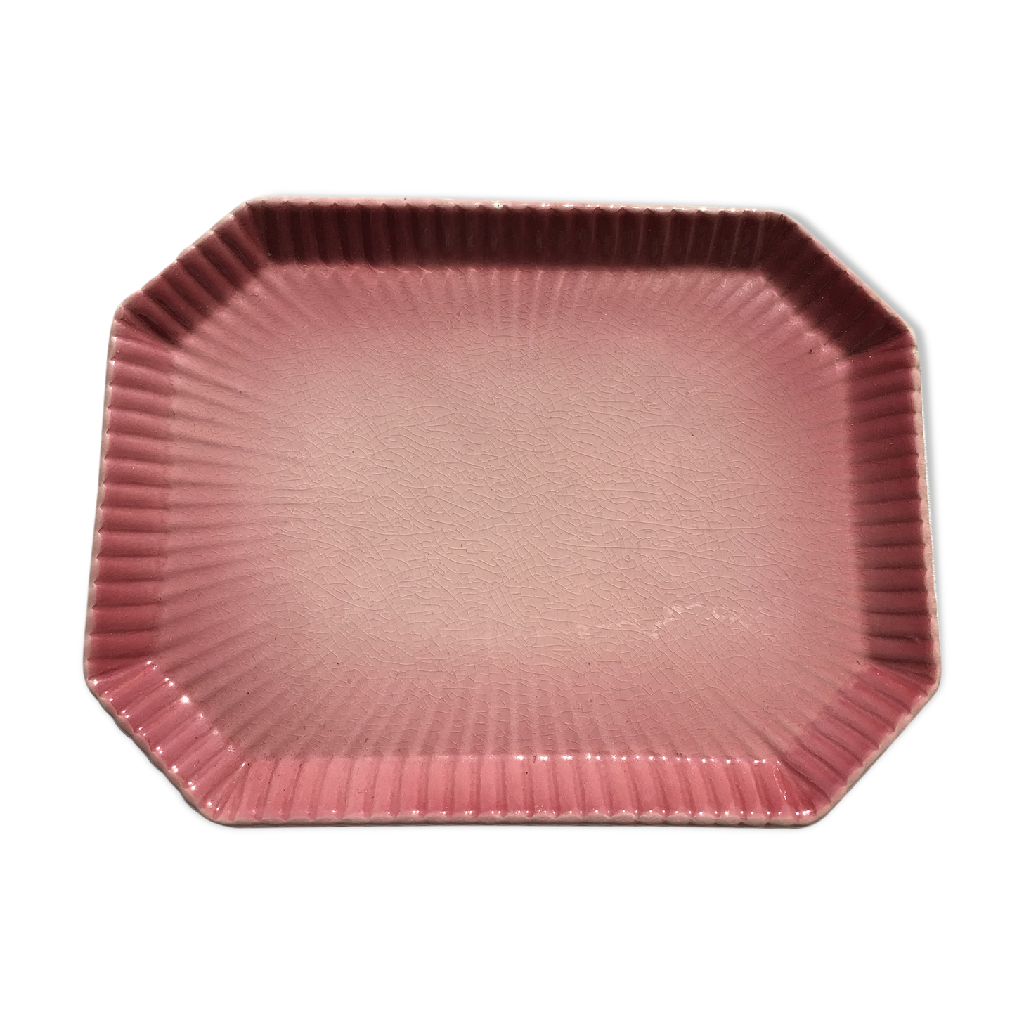 Pink octagonal dish wavy edge