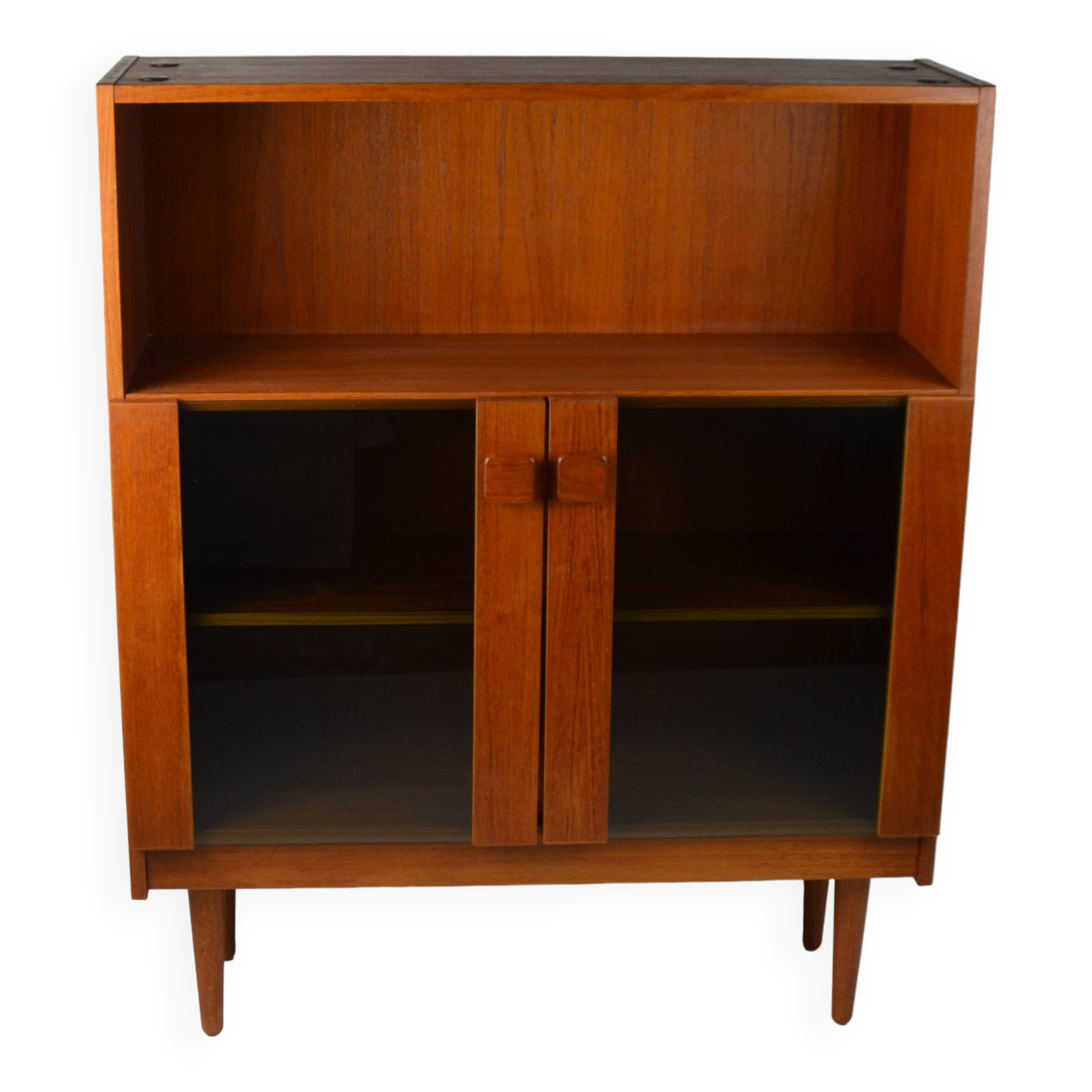 Vintage Danish bookcase / highboard with smoked glass doors