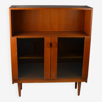 Vintage Danish bookcase / highboard with smoked glass doors
