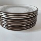 Set of 10 Salins plates with grey and brown mineral spiral decoration