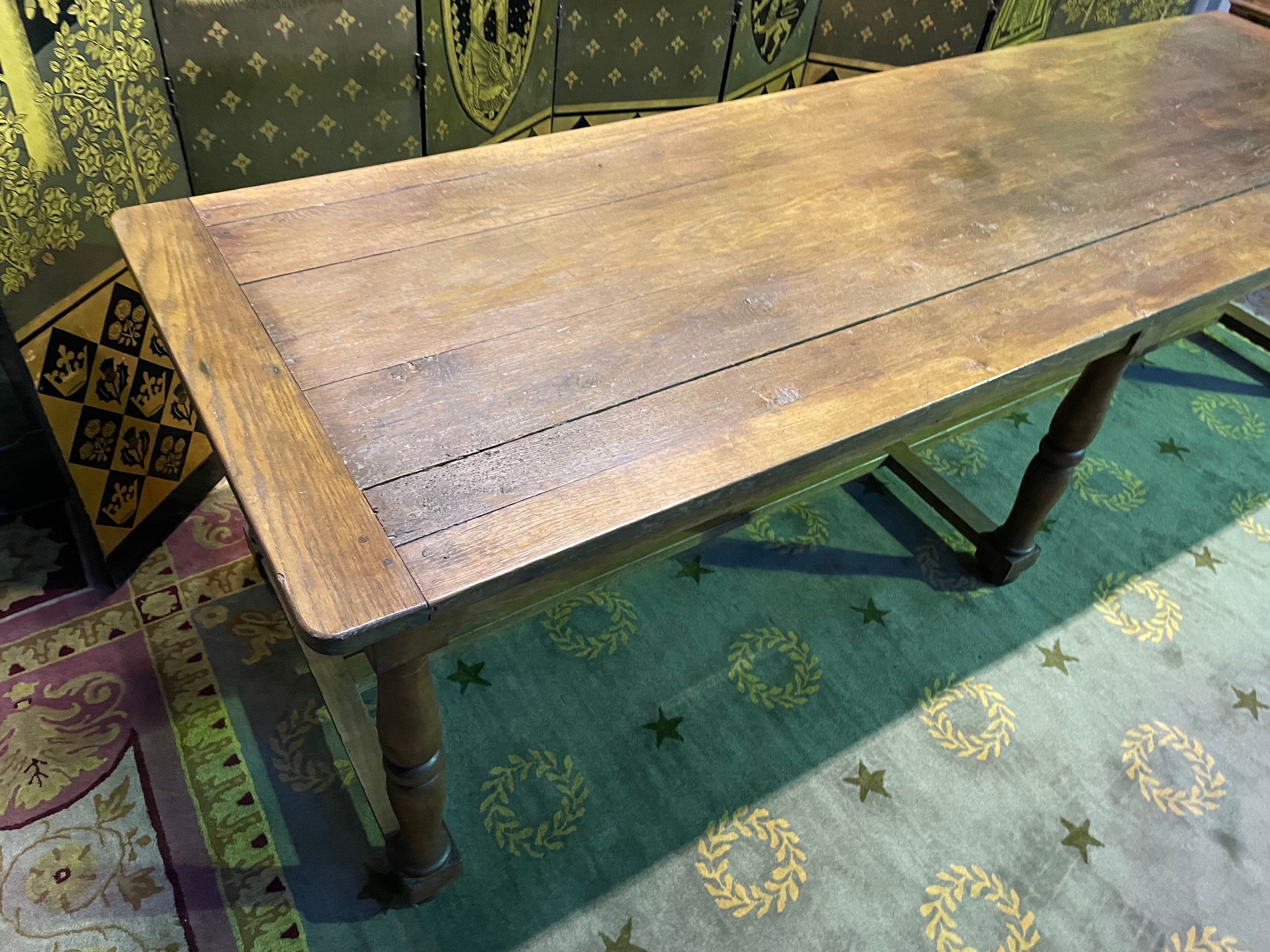 Louis XIII style oak farmhouse table