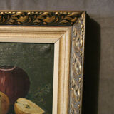 Table oil on canvas still life frame golden wood Regency style