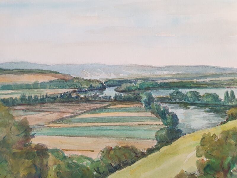 André Duculty (1912-1990) Watercolor on paper "Heudebouville (Normandy)" Signed lower right