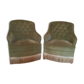Upholstered toad armchairs