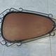 Mid-century modern iron mirror, brutalist, vintage organic, thick sixties.