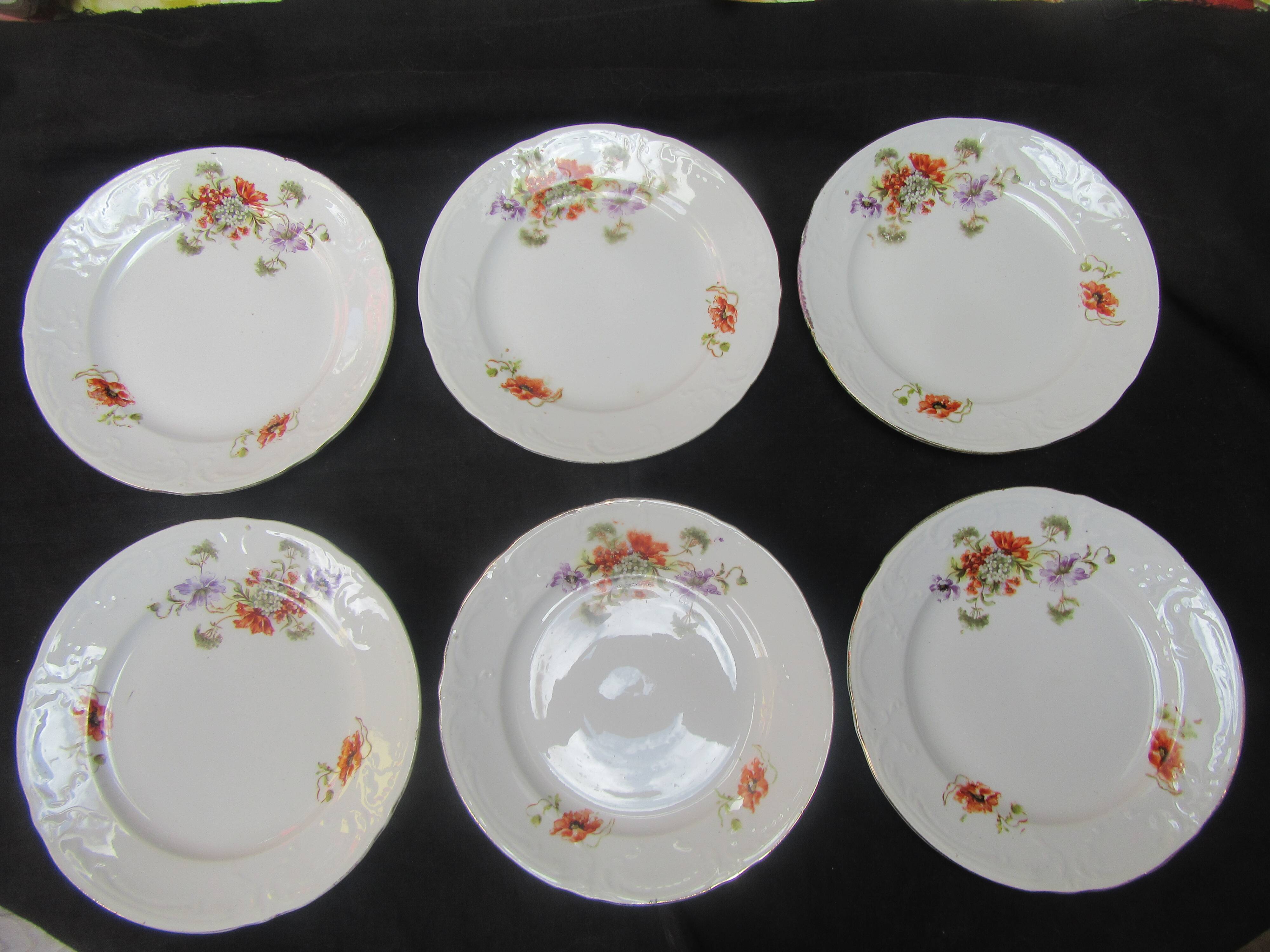6 dessert plates st amand nord hamage - terre de fer