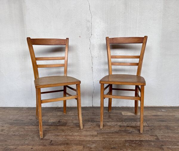 Paire de chaises bistrot en bois troquet Parisien