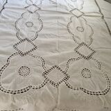 Tablecloth rectangular white cotton embroidered