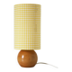 Handcrafted table lamp – Turned wood and yellow Vichy