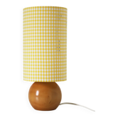 Lampe à poser artisanale – Bois tourné et Vichy Jaune