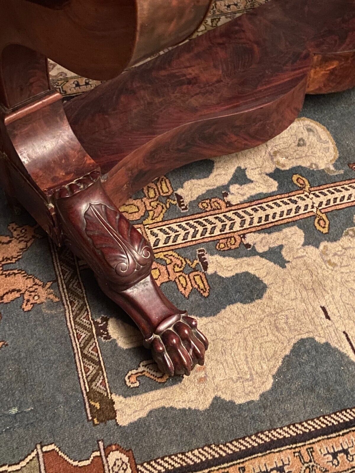 Console on legs claws to a drawer mahogany marble tray Restoration