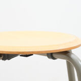 Low gray beech stool with footrest