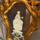 Mirror Rocaille Louis XV gilded wood decorated with a candle display depicting a lady Venice xixth