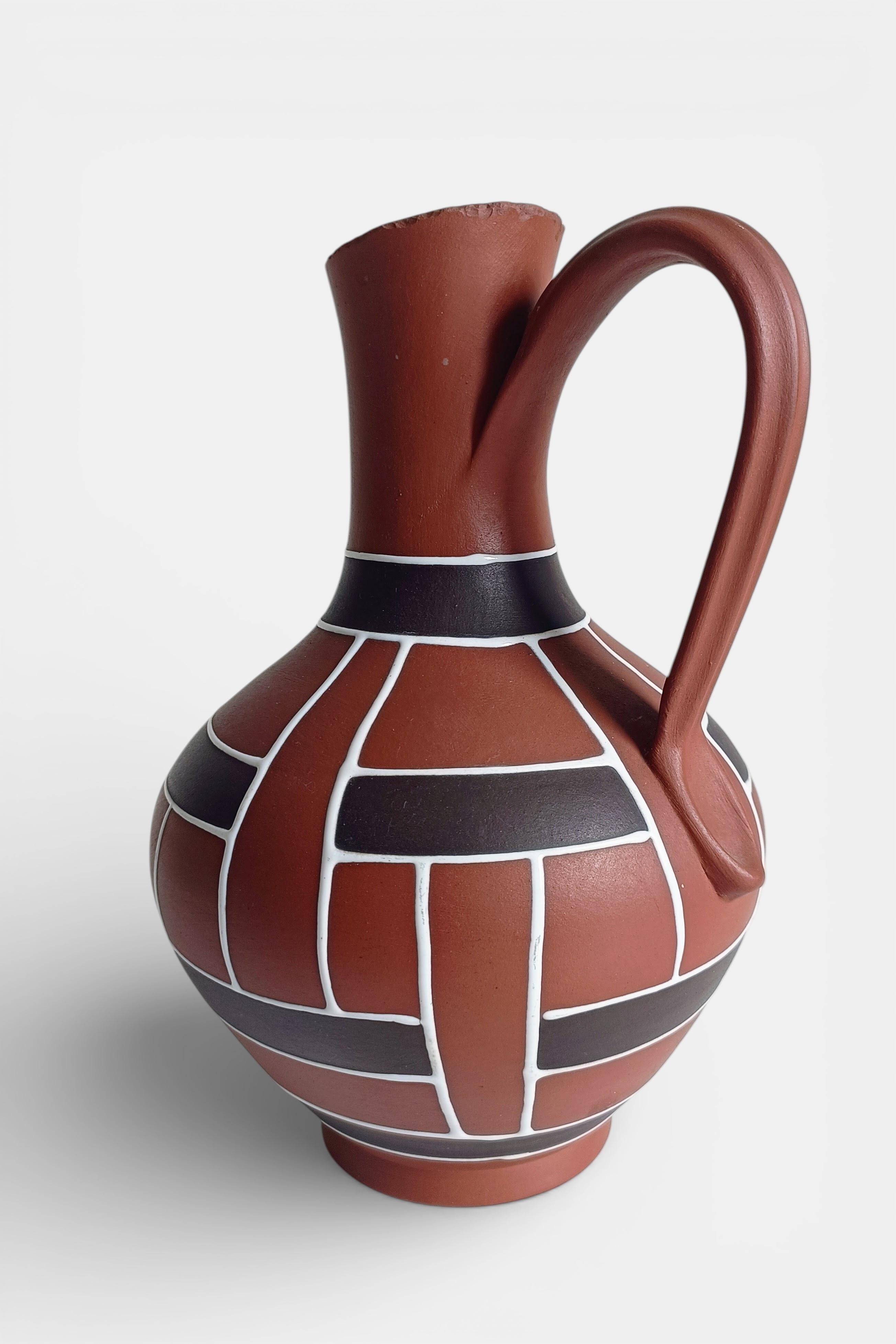 Mid-Century Modern Terracotta Pitcher by AKRU, West Germany, 1950s