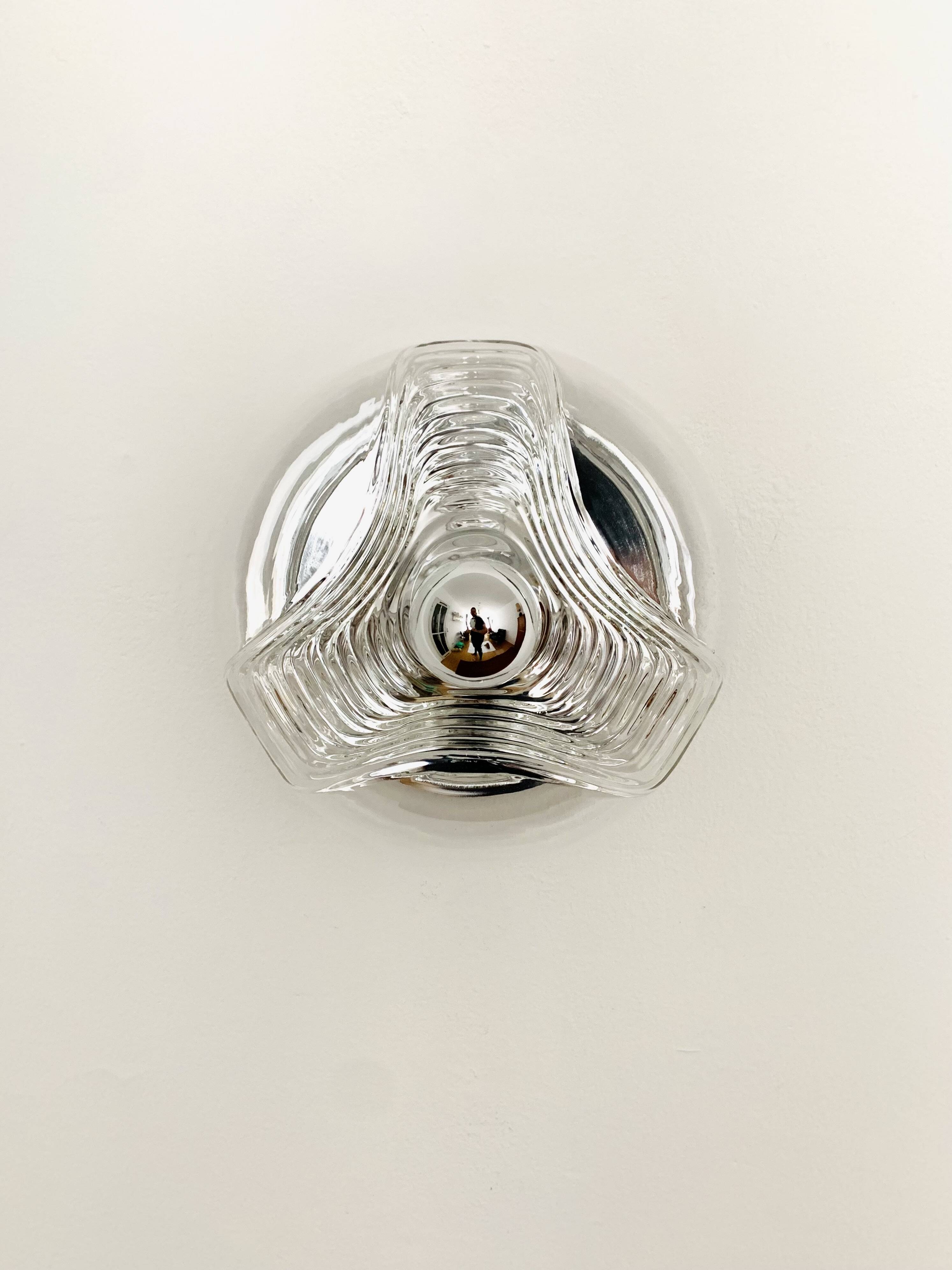 1 of 2 XL Wave Wall Lamps or Flush Lights by Koch and Lowy for Peill and Pu