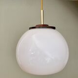 Vintage globe pendant lamp in white opaline