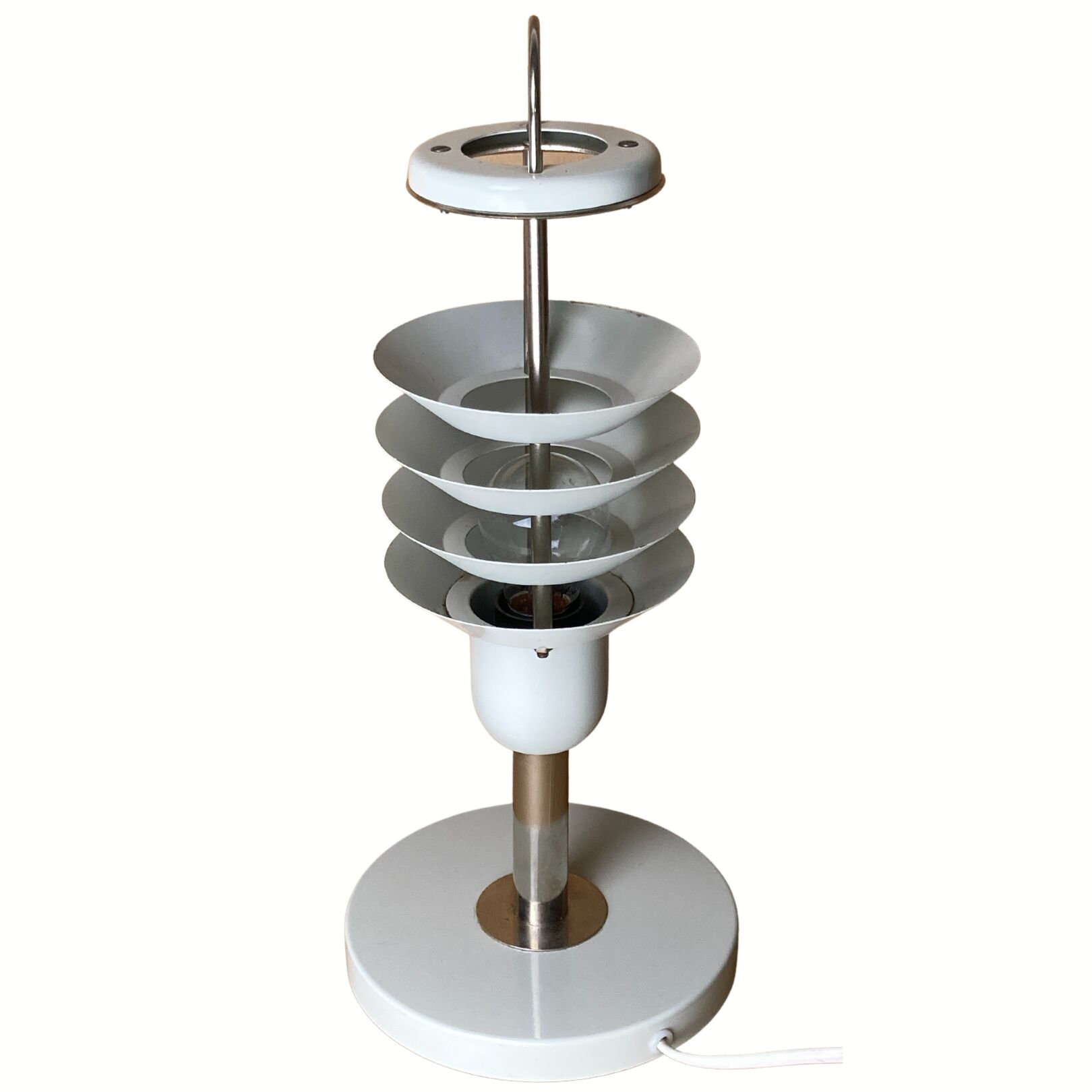 Pair danish scandinavian space age architectural table lamps