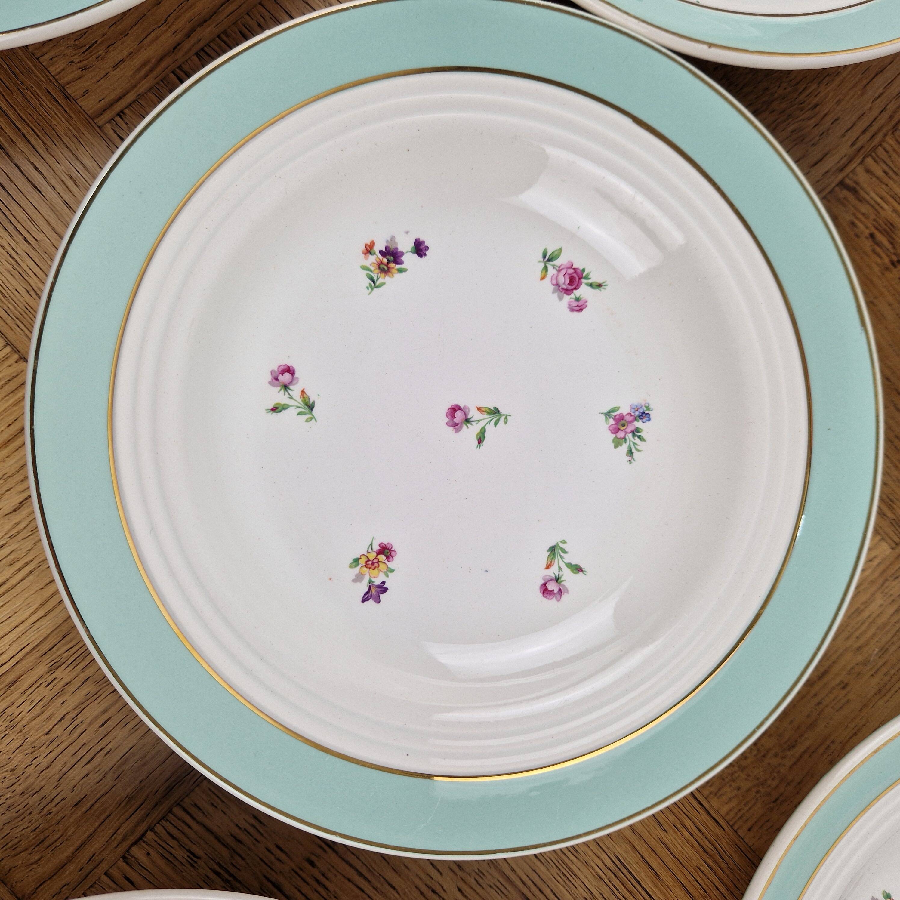 7 antique deep plates Saint-Amand French crockery