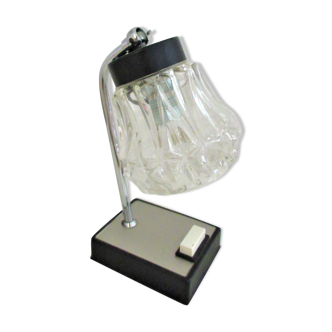 Vintage glass bedside lamp black foot
