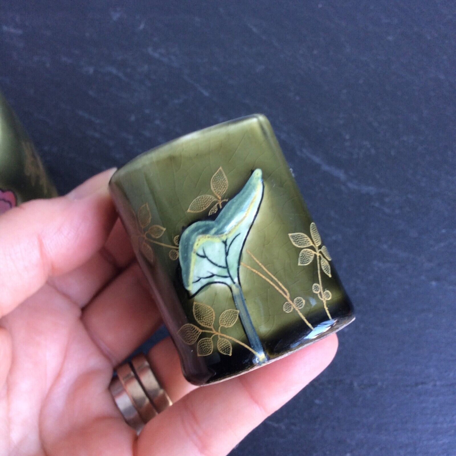 Vases old brown earthenware fives lille art nouveau