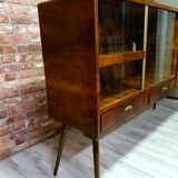 Renewed 1950s art deco showcase, high-legged, retro, vintage