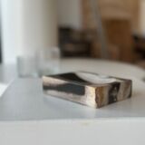 Symmetrical multicolored petrified wood soap dish