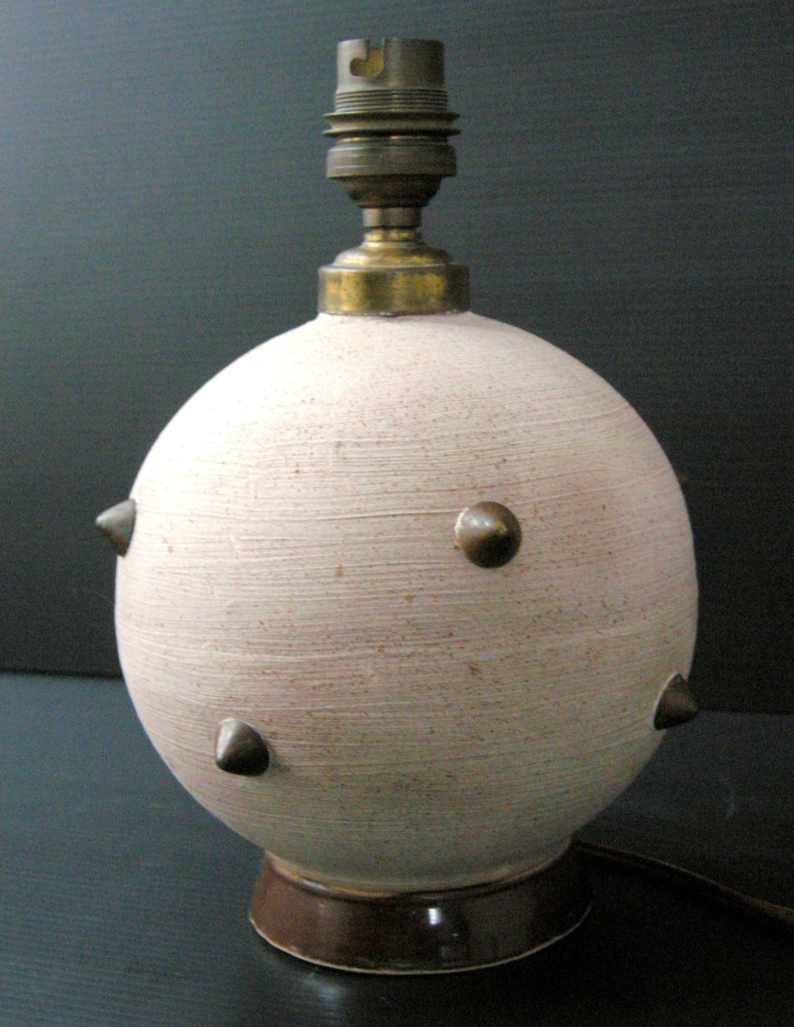 Vintage ball lamp 1950 ceramic & brass