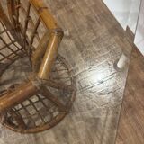 Roche Bobois table in glass and bamboo from the 1970s.