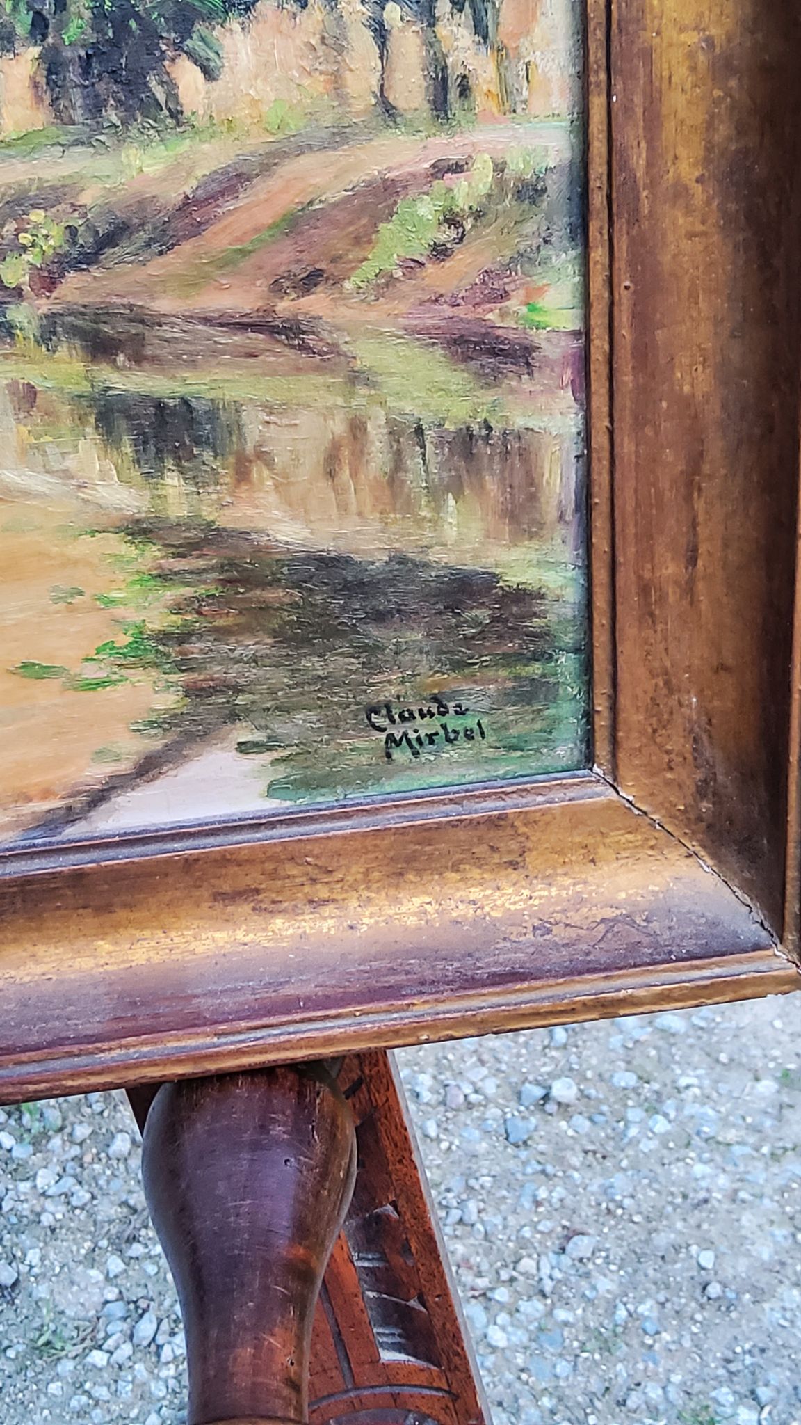 Oil on landscape panel Étampes May 1929 CLAUDE MIRBEL