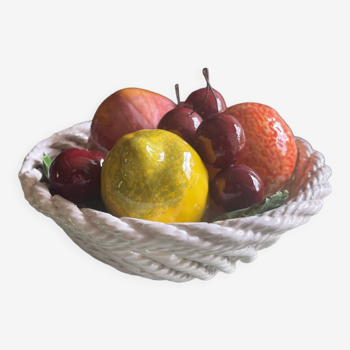 Trompe l'oeil woven ceramic fruit cup