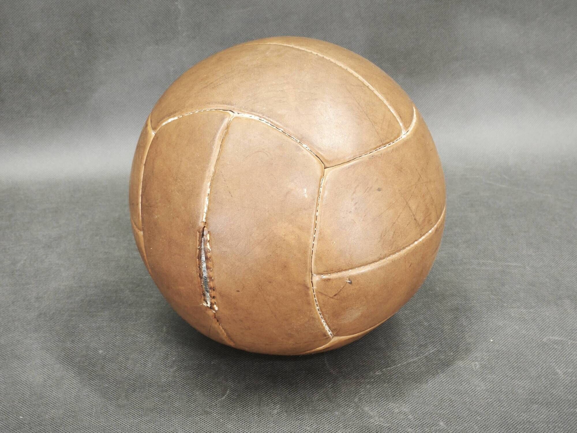Pair of 1950s Czechoslovak Vintage Leather Medicine Balls