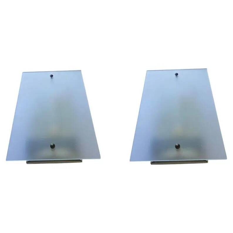Pair of Rare Midcentury Glass Wall Lamps, Germany, 1970s