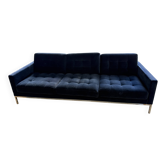 Three-seater sofa Florence Knoll navy blue velvet